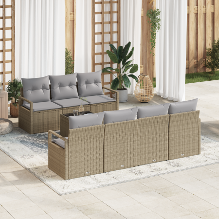 Juego de Sofá de Jardín de 8 Piezas con Cojines Ratán Sintético Beige | Foro24.es | Tu tienda online para hogar, jardín y más Foro24.es