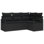 Juego de Sofá de Jardín de 4 Piezas con Cojines de Ratán y Policarbonato Negro by , Outdoor sofas - Ref: Foro24-3346363, Pric...