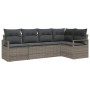 Conjunto de sofá de jardín 5 pcs Gris Poliratán