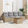 Juego de sofá de jardín de 5 piezas con cojines en ratán polipropileno beige y acacia | Foro24.es | Tu tienda online para hogar, jardín y más Foro24.es