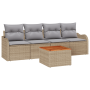 Juego de sofá de jardín de 5 piezas con cojines en ratán polipropileno beige y acacia | Foro24.es | Tu tienda online para hogar, jardín y más Foro24.es