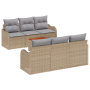 Juego de Sofás de Jardín de 7 Piezas con Cojines Beige Poliratán Acacia | Foro24.es | Tu tienda online para hogar, jardín y más Foro24.es