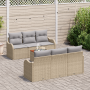 Juego de Sofás de Jardín de 7 Piezas con Cojines Beige Poliratán Acacia | Foro24.es | Tu tienda online para hogar, jardín y más Foro24.es