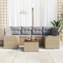 Juego de Sofá de Jardín de 7 Piezas con Cojines Beige de Poliratán Acacia | Foro24.es | Tu tienda online para hogar, jardín y más Foro24.es