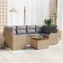 Juego de Sofá de Jardín de 7 Piezas con Cojines Beige de Poliratán Acacia | Foro24.es | Tu tienda online para hogar, jardín y más Foro24.es