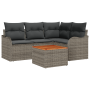Set de Sofá de Jardín de 5 Piezas con Cojines Gris Ratan Poliéster Acacia von , Outdoor-Sofas - Ref: Foro24-3347447, Preis: 3...