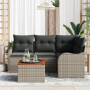 Set de Sofá de Jardín de 5 Piezas con Cojines Gris Ratan Poliéster Acacia von , Outdoor-Sofas - Ref: Foro24-3347447, Preis: 3...