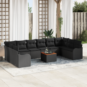 Juego de Sofá de Jardín de 11 Piezas con Cojines Negro Ratán Acacia von , Outdoor-Sofas - Ref: Foro24-3347506, Preis: 691,41 ...