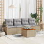 Juego de Sofás de Jardín de 5 Piezas con Cojines Beige Poliratán Acacia | Foro24.es | Tu tienda online para hogar, jardín y más Foro24.es