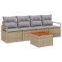Juego de Sofás de Jardín de 5 Piezas con Cojines Beige Poliratán Acacia | Foro24.es | Tu tienda online para hogar, jardín y más Foro24.es