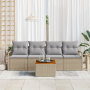 Juego de Sofás de Jardín de 5 Piezas con Cojines Beige Poliratán Acacia | Foro24.es | Tu tienda online para hogar, jardín y más Foro24.es