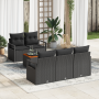 Conjunto de Sofá de Jardín de 6 Piezas con Cojines de Ratán Poliéster Negro Acacia by , Outdoor sofas - Ref: Foro24-3347646, ...