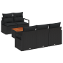 Conjunto de Sofá de Jardín de 6 Piezas con Cojines de Ratán Poliéster Negro Acacia by , Outdoor sofas - Ref: Foro24-3347646, ...