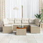 Juego de Sofás para Jardín de 7 Piezas con Cojines Beige de Poliratán Acacia | Foro24.es | Tu tienda online para hogar, jardín y más Foro24.es