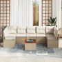 Juego de Sofá de Jardín de 8 Piezas con Cojines Beige de Poliratán Acacia | Foro24.es | Tu tienda online para hogar, jardín y más Foro24.es