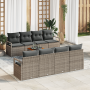 Conjunto de Sofás de Jardín de 9 Piezas con Cojines Grises de Ratán Polipropileno Acacia | Foro24.es | Tu tienda online para hogar, jardín y más Foro24.es