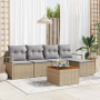 Juego de Sofá de Jardín de 6 Piezas con Cojines Beige Ratán Poliéster Acacia | Foro24.es | Tu tienda online para hogar, jardín y más Foro24.es