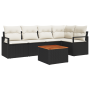 Juego de Sofá de Jardín de 6 Piezas con Cojines Negro Ratán Poli Acacia von , Outdoor-Sofas - Ref: Foro24-3347705, Preis: 370...
