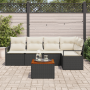 Juego de Sofá de Jardín de 6 Piezas con Cojines Negro Ratán Poli Acacia von , Outdoor-Sofas - Ref: Foro24-3347705, Preis: 370...