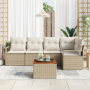 Juego de Sofás de Jardín de 6 Piezas con Cojines Beige Ratán Poliéster Acacia | Foro24.es | Tu tienda online para hogar, jardín y más Foro24.es