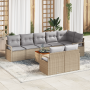 Juego de Sofá de Jardín de 9 Piezas con Cojines Beige de Ratán Polimérico Acacia | Foro24.es | Tu tienda online para hogar, jardín y más Foro24.es