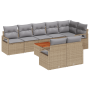 Juego de Sofá de Jardín de 9 Piezas con Cojines Beige de Ratán Polimérico Acacia | Foro24.es | Tu tienda online para hogar, jardín y más Foro24.es