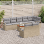 Juego de Sofá de Jardín de 9 Piezas con Cojines Beige de Ratán Polimérico Acacia | Foro24.es | Tu tienda online para hogar, jardín y más Foro24.es