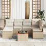 Juego de Sofá de Jardín de 7 Piezas con Cojines Beige Ratán Poliéster Acacia | Foro24.es | Tu tienda online para hogar, jardín y más Foro24.es