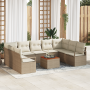 Juego de Sofás de Jardín de 10 Piezas con Cojines Beige Poliratán Acacia | Foro24.es | Tu tienda online para hogar, jardín y más Foro24.es