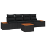 Conjunto de Sofá de Jardín de 5 Piezas con Cojines Negro Poliratán Acacia | Foro24.es | Tu tienda online para hogar, jardín y más Foro24.es