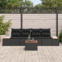 Conjunto de Sofá de Jardín de 5 Piezas con Cojines Negro Poliratán Acacia | Foro24.es | Tu tienda online para hogar, jardín y más Foro24.es