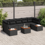 Juego de Sofá de Jardín de 8 Piezas con Cojines Negro Poliratán Acacia | Foro24.es | Tu tienda online para hogar, jardín y más Foro24.es