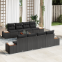 Juego de Sofá de Jardín de 9 Piezas con Cojines Negro Poliratán Acacia by , Outdoor sofas - Ref: Foro24-3348049, Price: 660,9...