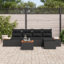 Conjunto de Sofá de Jardín de 6 Piezas con Cojines Negro Poliratán Acacia | Foro24.es | Tu tienda online para hogar, jardín y más Foro24.es