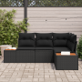Conjunto de Sofás de Jardín de 4 Piezas con Cojines Negro de Polirratán Acacia | Foro24.es | Tu tienda online para hogar, jardín y más Foro24.es