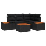 Conjunto de Sofás de Jardín de 5 Piezas con Cojines Poliratán Negro Acacia | Foro24.es | Tu tienda online para hogar, jardín y más Foro24.es