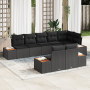 Juego de Sofás de Jardín de 8 Piezas con Cojines de Poliratán Negro de Acacia von , Outdoor-Sofas - Ref: Foro24-3348109, Prei...
