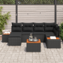 Juego de Sofá de Jardín de 7 Piezas con Cojines Negro Poliratán Acacia | Foro24.es | Tu tienda online para hogar, jardín y más Foro24.es