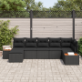 Conjunto de Sofá Jardín 7 Piezas Cojines Negro Poliratán Acacia | Foro24.es | Tu tienda online para hogar, jardín y más Foro24.es