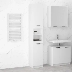 Glossy white plywood bathroom cabinet 32x34x188.5cm by vidaXL, Lockers and storage cabinets - Ref: Foro24-811328, Price: 100,...