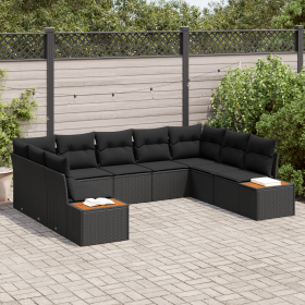 Conjunto de sofá de jardín de 9 piezas con