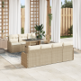 Juego de sofá de jardín de 8 piezas con cojines de ratán poliéster beige de , Sofás de exterior - Ref: Foro24-3348407, Precio...