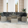 Conjunto de Sofá de Jardín de 8 Piezas con Cojines Gris Claro Ratán Poliéster de , Sofás de exterior - Ref: Foro24-3348418, P...