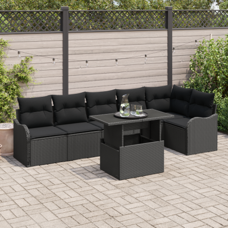Set de Sofá de Jardín de 7 Piezas con Cojines Ratán Polilatán Negro von , Outdoor-Sofas - Ref: Foro24-3348479, Preis: 503,20 ...