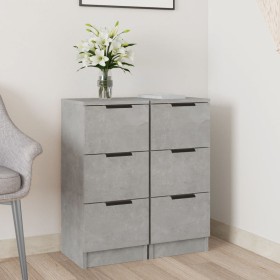 Aparador 2 uds madera contrachapada gris hormigón 30x30x70 cm de vidaXL, Aparadores - Ref: Foro24-811160, Precio: 74,55 €, De...