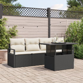 Juego de Sofá de Jardín de 5 Piezas con Cojines Negro Rattan Poliéster von , Outdoor-Sofas - Ref: Foro24-3348723, Preis: 352,...