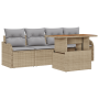 Conjunto de Sofá de Jardín de 5 Piezas con Cojines Beige de Ratán Sintético y Acacia | Foro24.es | Tu tienda online para hogar, jardín y más Foro24.es