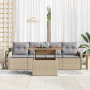 Conjunto de Sofá de Jardín de 5 Piezas con Cojines Beige de Ratán Sintético y Acacia | Foro24.es | Tu tienda online para hogar, jardín y más Foro24.es