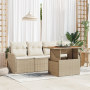 Juego de Sofá de Jardín de 5 Piezas con Cojines Beige Rattan Polipropileno Acacia | Foro24.es | Tu tienda online para hogar, jardín y más Foro24.es
