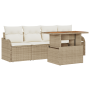 Juego de Sofá de Jardín de 5 Piezas con Cojines Beige Rattan Polipropileno Acacia | Foro24.es | Tu tienda online para hogar, jardín y más Foro24.es